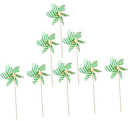 BESPORTBLE 8pcs Colorful Small Windmill Rainbow Pinwheel Tiny Windmill Wind Spinners Windmill Decor Prop Lawn Spinners Party Decoration Layout Ornament Wooden