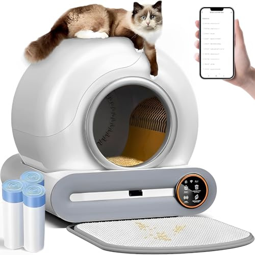 Lettiera Gatto Autopulente, Lettiera Automatica per Gatti, Capacità 65 Litri + 9 Litri, Rimozione Efficiente Degli Odori Sgradevoli, Controllo app, Lettiera Gatto Automatica Più Gatti
