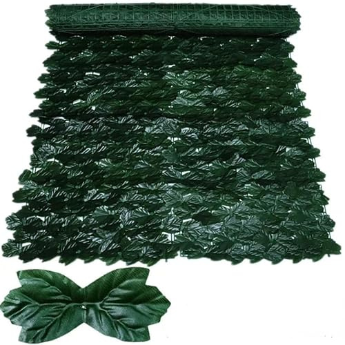 Pannello di edera artificiale per la privacy, 100 x 300 cm, lussureggiante siepe con foglie verdi, per casa, giardino, balcone, decorazione, soluzione per la schermatura delle piante finte