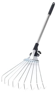 Spotact Rastrillo telescópico ajustable para hojas de jardín de 12 a 20 pulgadas de ancho, rastrillo telescópico de acero inoxidable con mango extensible y agarre ergonómico para hojas de patio, rocas