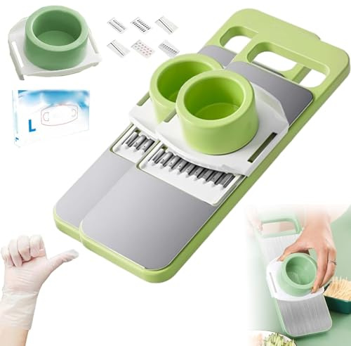 Mandolina affettatrice professionale da cucina, lame in acciaio inox, affettatrice per affettare, sminuzzare e tagliare a cubetti (2)