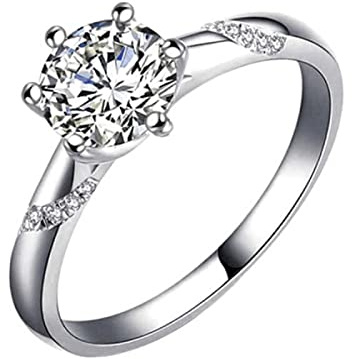 Ayoiow Eheringe in Weißgold, Dünn Moissanit Ring Damen Weissgold, Freundschaftsringe Weissgold