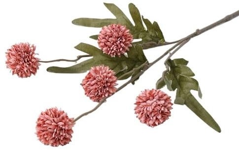 Getrockneter Blumenzweig 4 Stück künstliche Chrysanthemen, Blumen, Kugelblumen, Kunstseide, Blumenstrauß aus Kunststoff, Blasenkugel, Rosa, Orange(Coffee)