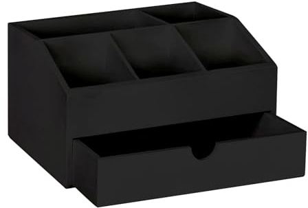 Coffee Station Organizer - 12.2 Capacity Wood Sugar Pack Holder | Coffee Capsule Storage Organizer with Bar Design, Wood Worktop for Home Apartment