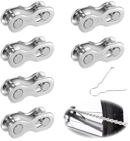 6 Paar Shimano Kette 9 Fach,Kettenschloss 9 Fach Shimano,Kettenglieder,Kettenschloss Fahrrad,Kette Mit Montagehilfe für Schnellen Fahrradreparatur für Kompatibel Mit Shiman