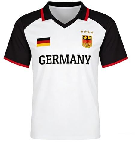 Moollyfox 2026 Deutschland Fussball T-Shirt Fan Trikot Flagge T Shirts Herren Damen Kinder Atmungsaktiv Netzgewebe Fußballtrikot für Fußbal Fanfeier Party Sport Casual Training Deutschland 1# L