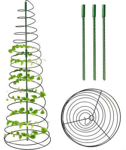 Yelvera Metal robusto para enrejado de jardín, diseño en espiral para enredaderas trepadoras, fácil montaje y estructura de soporte fiable