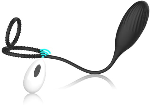 Masajeador de Próstata 3 en 1 con Anillo para Pene, Plug Anal Vibrador, 10 modos de vibración con Mando a Distancia, Silicona Médica Impermeable IPX7