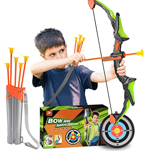 Toyokid Flèche et Arc pour Enfants, Jouet à partir de 3 4 5 6 7 8 9 10 11 12 Ans - Jeu d'arc pour Enfants à partir de 3-6 Ans - Cadeau pour Filles 3-10 Ans - Jeux d'extérieur pour Enfants - Cible de