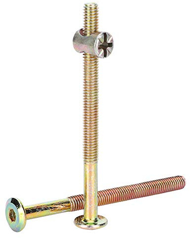 M6 Möbelschrauben 40 mm/ 60 mm/ 80 mm/ 90 mm/ 100 mm, verzinkter Karbonstahl, mit Zylindermuttern, Dübelmuttern, Steckerhalterung, 10 Stück, TRTA000718