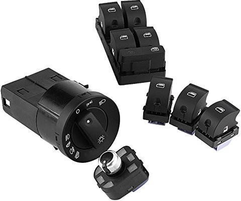 Qiilu 6 Stücke Auto Scheinwerfer Spiegel Fenster Master Steuerschalter Kit für B6 B7 2002-2008