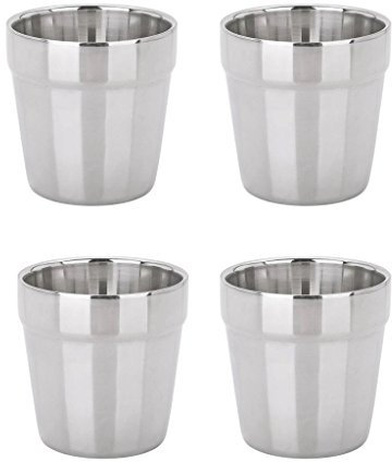 Backbayia - Tazzine da caffè in acciaio inox, stile moderno, per viaggi, campeggio, vacanze, picnic, 4 pezzi