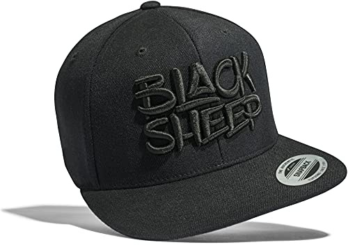 Baddery Cap Flexfit Snapback - „Black Sheep“ - 3D Stick (Schwarz) | Streetwear Kappe für Herren & Damen
