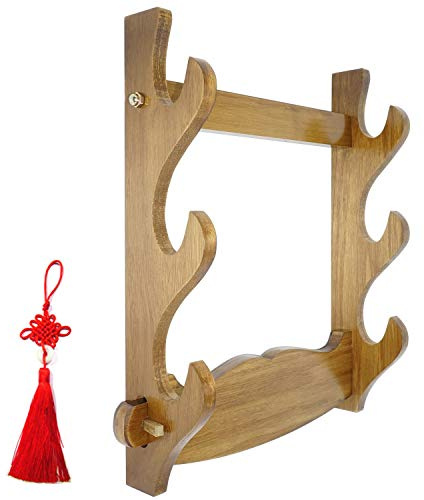 SOFIALXC Schwerthalterung Wandhalterung Samurai Schwerter Wand Display Schwert Katana Display Halter Ständer Halterung Schwert Waffenständer Aufhänger,3Tier