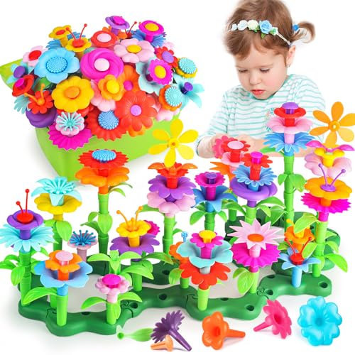 CENOVE Toys for 3 Year Old Kids Flower Garden Building Toys,DIY Bouquet Sets Gifts for 3 4 5 6 Year Old Kids,Creative and Art Building Block (130 PCS)