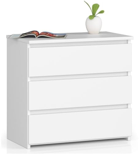 AKORD Kommode Set Schubladen Komodenschrank Sideboard| für das Wohnzimmer Schlafzimmer Wohnzimmerschrank | Beistellschrank Holz| Elegantes funktionales Design | Weiß