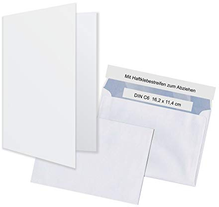 SET! 100 Klappkarten A6 mit 100 Umschläge C6 - Doppelkarten Din A6 blanko | beschreibbar bedruckbar - 100 Karten u. 100 Umschläge
