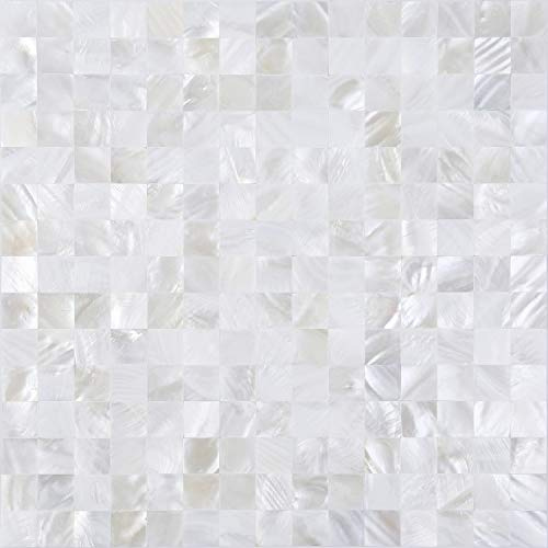 eazart Peel and Stick Tile Backsplash Mother of Pearl Shell Mosaic Stick on Decor for Kitchen Living Room Bathroom (1, Ivory White)