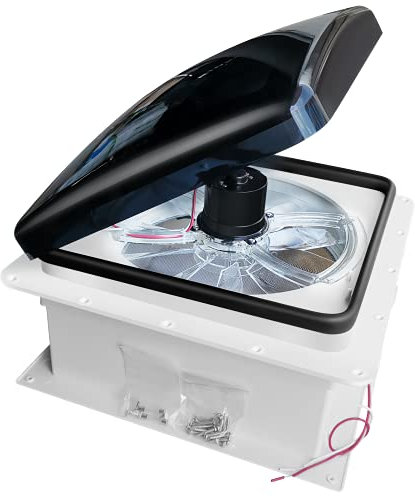 RVLOVENT Ventilateur de toit pour camping-car 12 V 35,6 cm 10 vitesses réversible (sans télécommande)