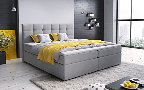 A-dekor home Boxspringbett Fenix Hotelbett, kontinentales Bett, Designerbett, 140/160/180x200cm, viele Farbvarianten, Zwei Bettkasten, Bonell Matratze, Topper (Cosmic 160 Hellgrau, 180 x 200 cm)