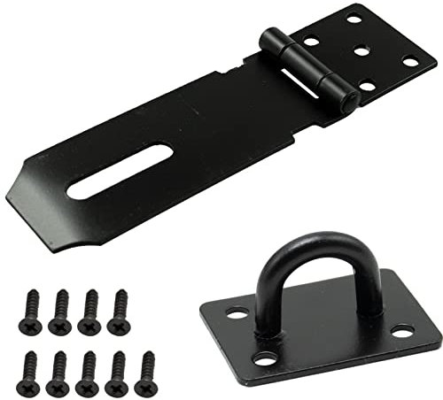 Lucchetto per porta, 10 cm, in acciaio inox, con chiusura a cerniera e capannone, chiusura per porta capannone, chiusura per cancello resistente, armadietti, gabbie per animali domestici