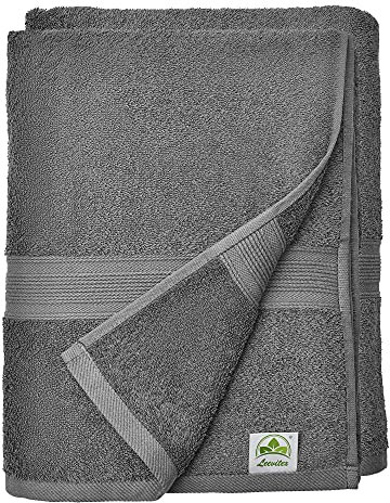 leevitex® Handtuch-Set, flauschig und saugstark, 2 Duschtücher, 70 x 140 cm, Qualität 500 g/m², 100% Baumwolle - Anthrazit