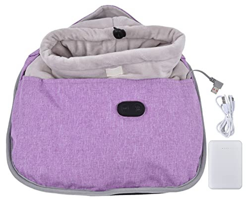 Fußwärmer, elektrische Fußwärmer mit Fußbotschaft, Vibration und Heizung für warme, gemütliche Füße, dicke Wärmeisolierung, Baumwolle und USB-Fußwärmer für Frauen und Männer, Heimbüro(Lila)