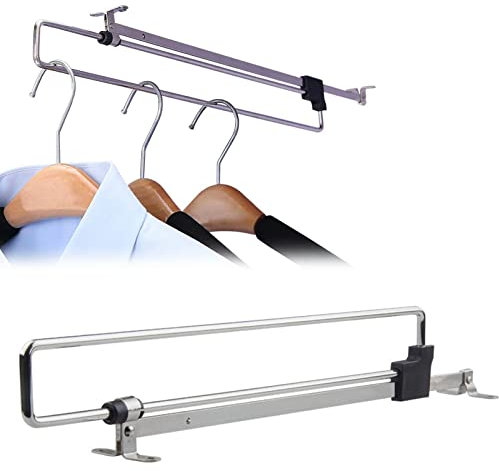 Asta Appendiabiti Allungabile - Bastone Estraibile, Barra Telescopica, Tubo Flessibile per Armadio, 25 cm