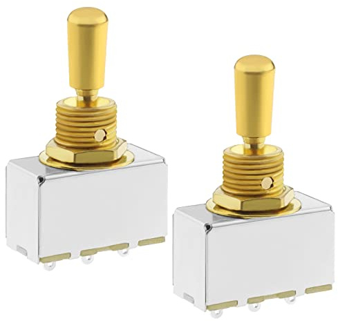 ECSiNG 2PCS Electric Guitar 3 Way Toggle Switch with Gold Metal Tip Knob Cap Compatible with Les Paul Style Electric Guitar Pickup Selector Switch