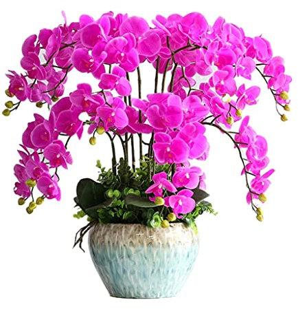 PIPONS Blumen Kunstblumen Künstliche Orchidee Rote Seide Orchideen Pflanze Phalaenopsis Flowers Faux Blume mit Vase-Tisch-Mittelstücke for Dekoration innen Blüten Tischdeko (Size : 11 Branches)