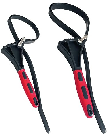 Socpuro 2 Piece Rubber Strap Wrench Set, Adjustable Oil Filter Wrench with 4 & 6 Max Diameter, Jar Opener Pipe Wrench Tool for Mechanics Plumbers