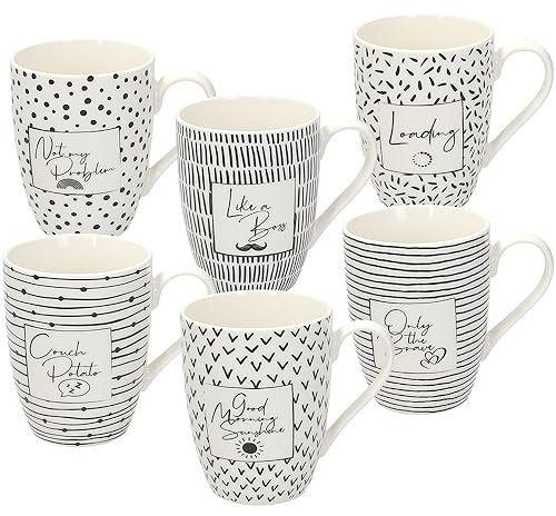 Tognana Mood set 6 muggar, 350 cc, New Bone China, svart