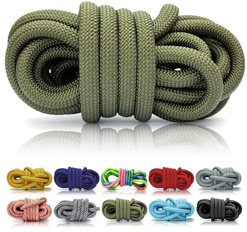 Ganzoo © PPM Seil 20 Meter, Tauseil, Hunde-Leine, Halsband, Takeln, Polypropylen Multifilem Rope, 10mm Stärke, ArmyGreen