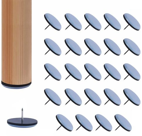 Athyior 24 feltrini per mobili con chiodo in teflon, 25 mm Chiodo del Piede della Sedia protezioni per pavimenti facili da spostare per gambe di sedie in legno duro, piastrelle, moquette (grigio)