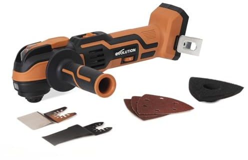 Evolution Power Tools R18MLT-Li Cordless Multi-Tool 18v Li-Ion EXT, Multi-Purpose & Multi-Material for Cutting, Shaping, Scraping & Sanding, Battery Not Included