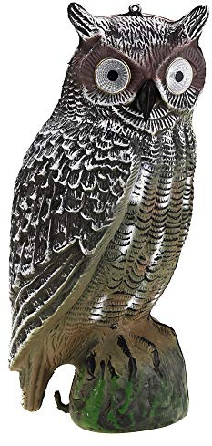 Fdit Hibou à énergie Solaire, Réaliste et détaillé avec des Yeux Vifs, Aide à Repousser Les Oiseaux, Protège Les Plantes, Idéal pour la Lutte Antiparasitaire en Extérieur (Les Yeux