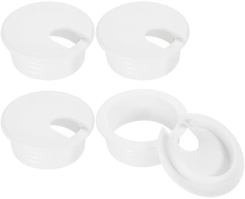 sourcing map Kabellochabdeckung, 4 Stück, 38 mm, ABS, Schreibtisch-Kabeldurchführung, Lochabdeckung für Büro, Computer, Schreibtisch, Draht-Organizer, Weiß