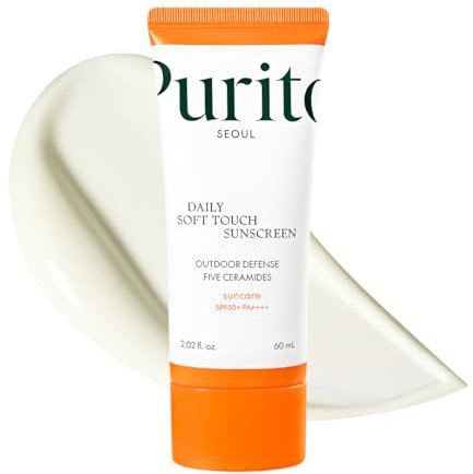 PURITO SEOUL Daily Soft Touch Sunscreen, 60ml, SPF50+ PA++++, Ceramides, Non White Cast, Water-Resistant UVA & UVB Protection, K-Beauty