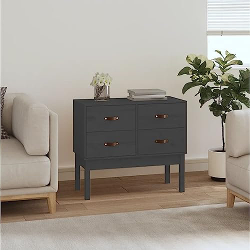 ULUYYUC Konsolenschrank, Küchenunterschrank Sideboard Küche Wohnzimmer Möbel Barschrank Geeignet für Wohnstube Büro Küche Schlafzimmer Grau 90x40x78 cm Massivholz Kiefer