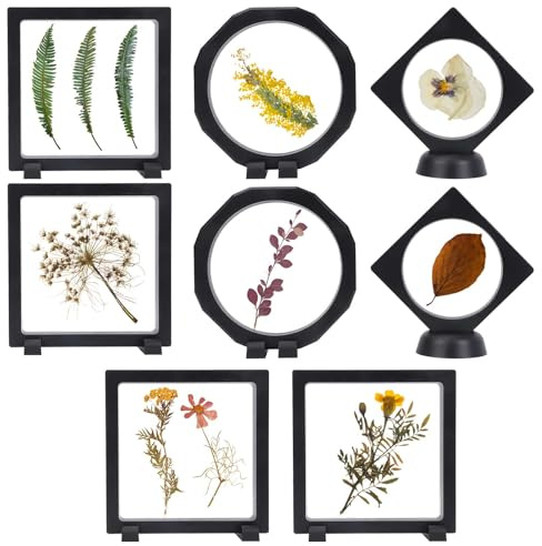8 Stück 3D Schweberahmen mit Membran, Transparenter Schwebender Rahmen, 3D Münzen Vitrine, Schmuck Aufbewahrungsbox mit Sockel, Schmuck Displayständer für Halskette Ring Ohrring Stempel Medaillen