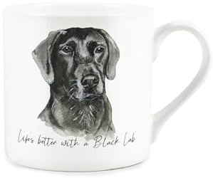 Purely Home Black Labrador Mug - Lifes Better with a Black Lab Bone China White Mug - Tea/Coffee Gift for Dog Lovers