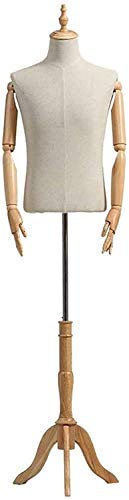 CRBUDY Schneiderbüste für Männer, zum Nähen, Schneiderbüste, Schaufensterpuppe, Mannequin, Schneiderbüste, Arm aus Massivholz, Aktivitätsständer (#7 M)