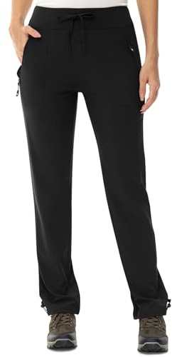 TBMPOY Women's Hiking Pants Lightweight Water Resistant Travel Joggers Quick Dry Outdoor Athletic Pants Zipper Pockets Black M
