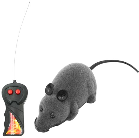 Sarini Interactive Remote Control Mouse Cat Game - Wireless Electronic Remote Control Rat Mice Pet Game for Chase and Exercise (Gray,Batteries Not Included)