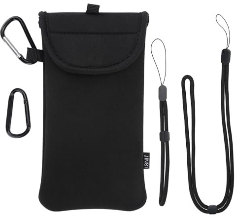 DOB SECHS Handyhülle Tasche Universal Pouch Handysocke, Neopren Handytasche Stoff für Smartphones 6,9 Zoll, Handy Tasche 16,5 x 8,5 cm Innenmaße, Schwarz