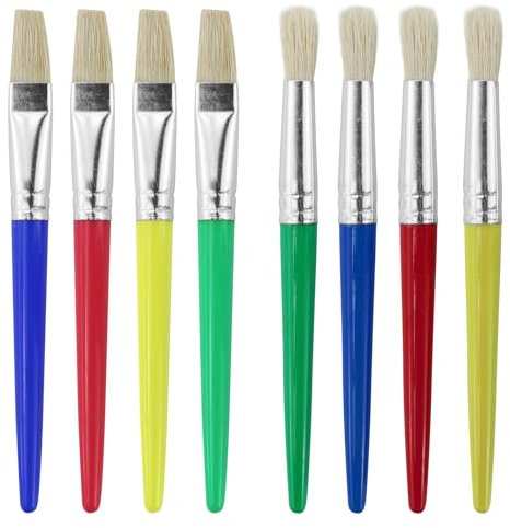 8 pezzi pennelli paffuti rotondi e piatti per la scuola prescolare pennelli per pittura acrilica lavabile per bambini