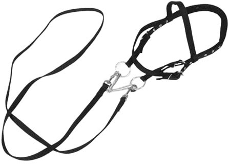 GOOHOCHY Pferdegeschirr Western Verstellbare Halsstrecker-Zaumzeug Pferdezügel Mit Trainingsseil Gebisslos Kopfstück Und Flach Geflochtene Zügel