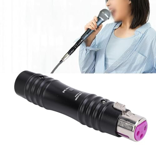 Préampli de Microphone, Amplificateur de Microphone avec Prise Microphone XLR, Préamplificateur de Micro Dynamique à Gain de 28 DB pour Table de Mixage Carte Son karaoké (BLACK)