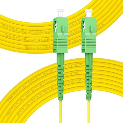 TECHZOCO Cable fibra óptica para router, Latiguillo FTTH, Cable SC/APC a SC/APC, OS2 Monomodo Simplex 9/125um LSZH, Compatible con Orange, Masmovil, Yoigo, Movistar, Vodafone y Jazztel, 10 Metros