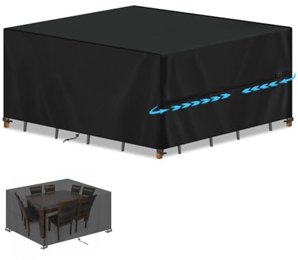 SIMPHAUS Fundas Muebles Jardin Exterior Funda Exterior Impermeable | Funda Mesa y Sillas Exterior, Funda Protectora para Conjuntos Muebles, Sofa de Exterior, Anti UV, 420D Oxford, 200x140x90cm